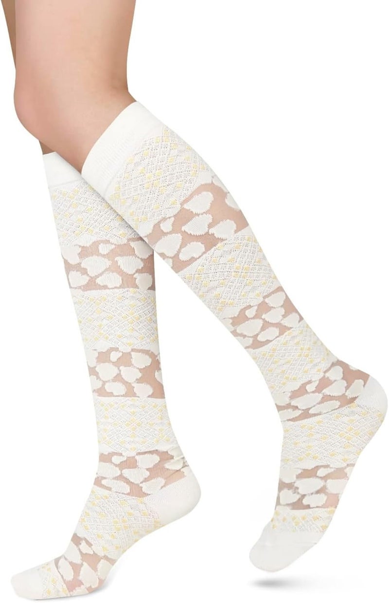 Benefeet Sox Womens Lace Knee High Socks Girls Sheer Mesh Knee High Stockings Cute Fishnet Lolita Calf Sock - Image 1
